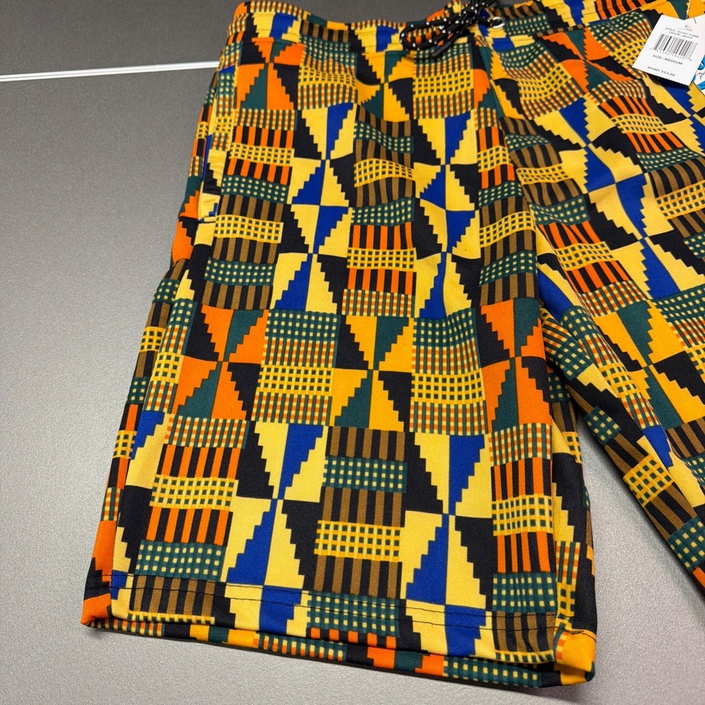 Fresh Prince of Bel-Air Mens Kente Print Shorts Medium Yellow Multi GS-1193 NWT